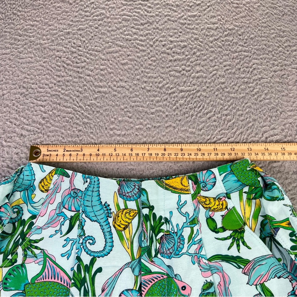 Kate Spade Shorts Womens 2 Blue Under The Sea Tie Waist in Low Tide High Rise - Picture 3 of 9